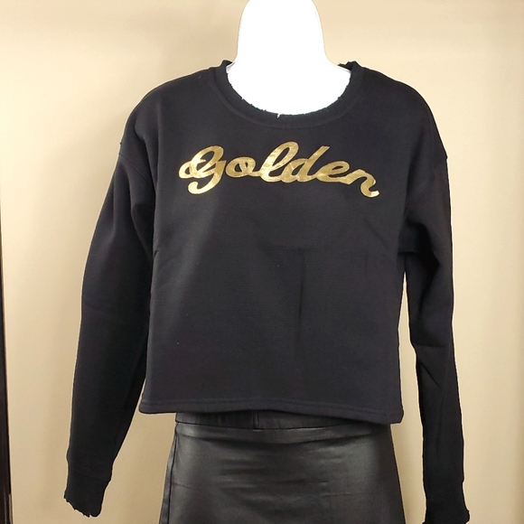 Golden Screen Print Cropped Sweatshirt - Picture 5 of 6